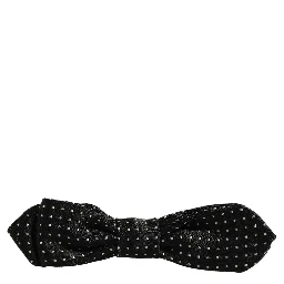 Black White Polka Dot Adjustable Neck Papillon Bow Tie