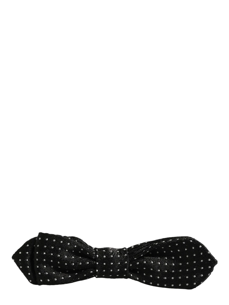 Black White Polka Dot Adjustable Neck Papillon Bow Tie