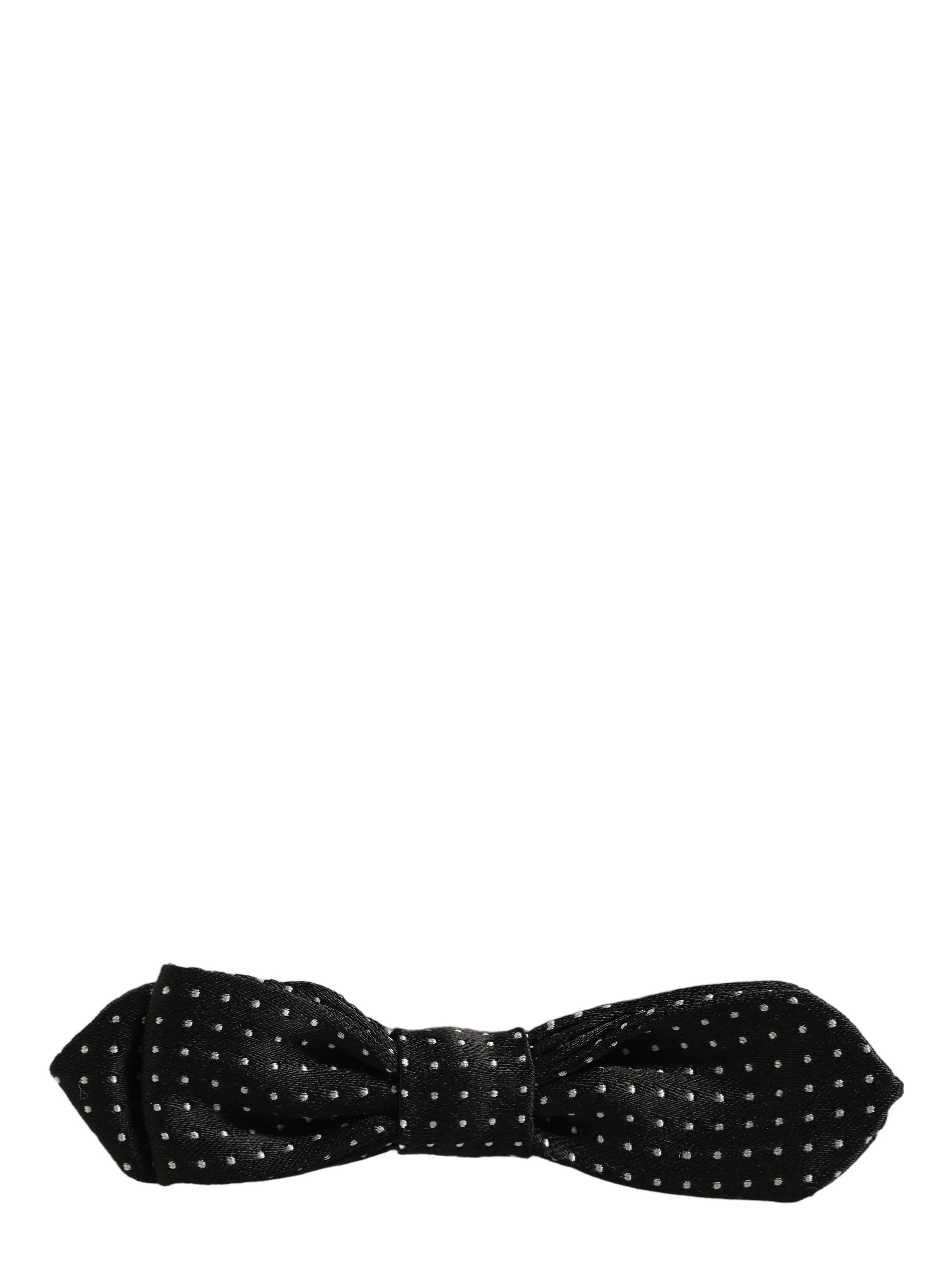 Black White Polka Dot Adjustable Neck Papillon Bow Tie