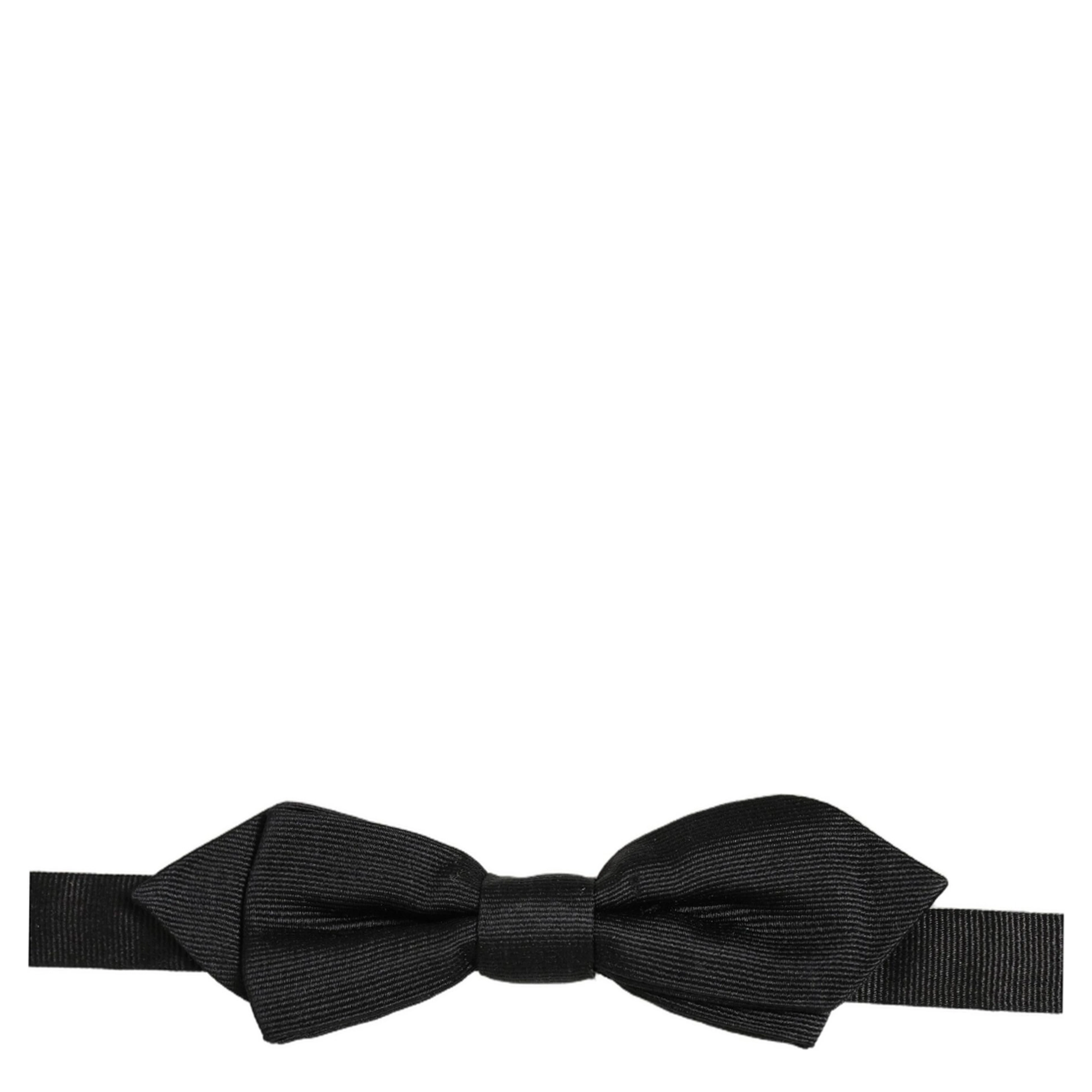 Men Black 100% Silk Adjustable Neck Papillon Bow Tie