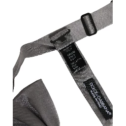 Men Gray 100% Silk Adjustable Neck Papillon Bow Tie
