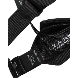 Men Black 100% Silk Adjustable Neck Papillon Bow Tie
