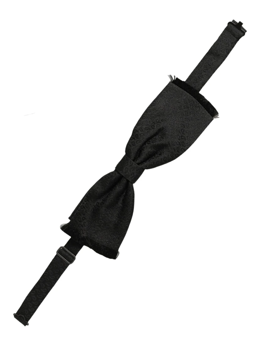 Men Black 100% SIlk Adjustable Neck Papillon Bow Tie