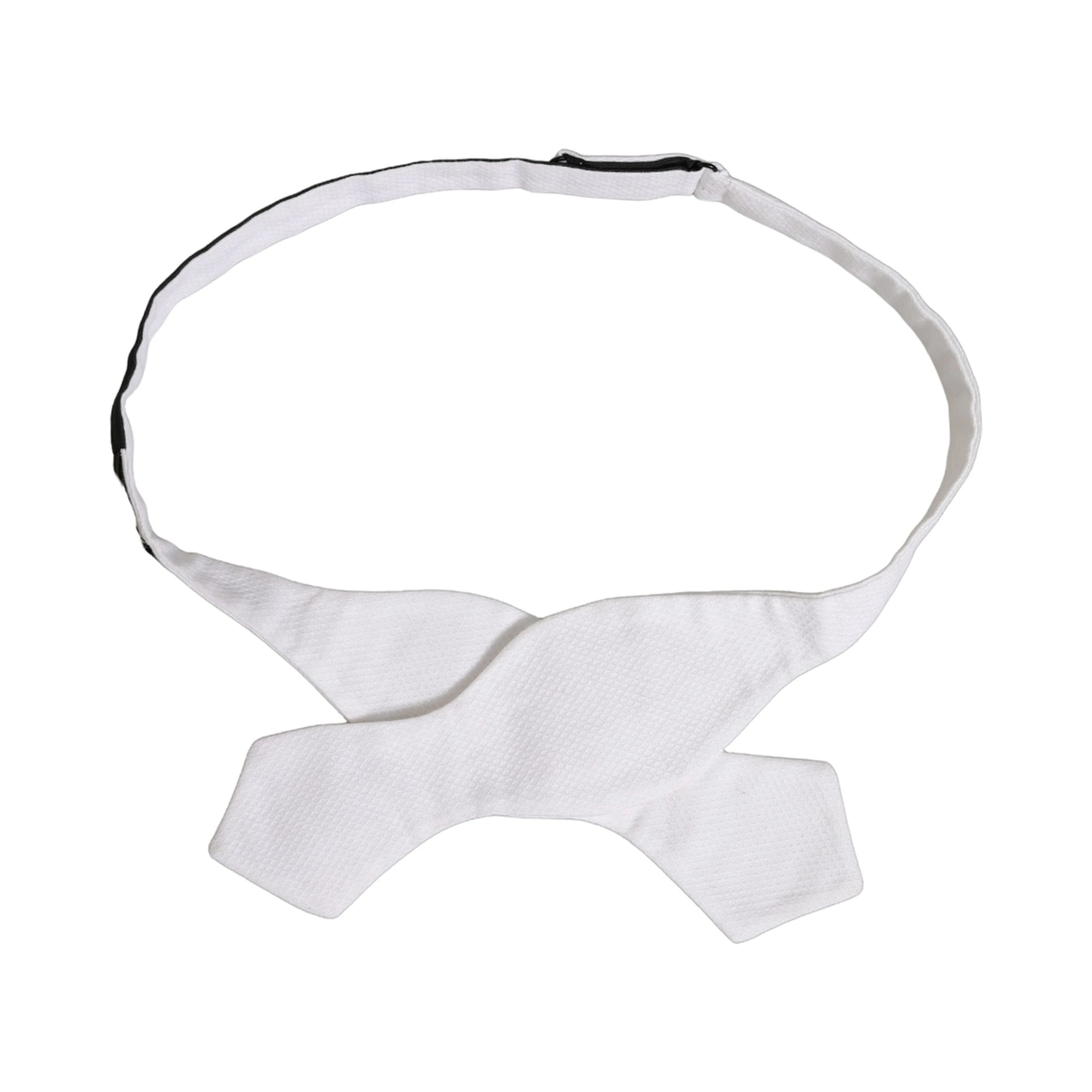 Men White 100% Silk Adjustable Neck Papillon Bow Tie