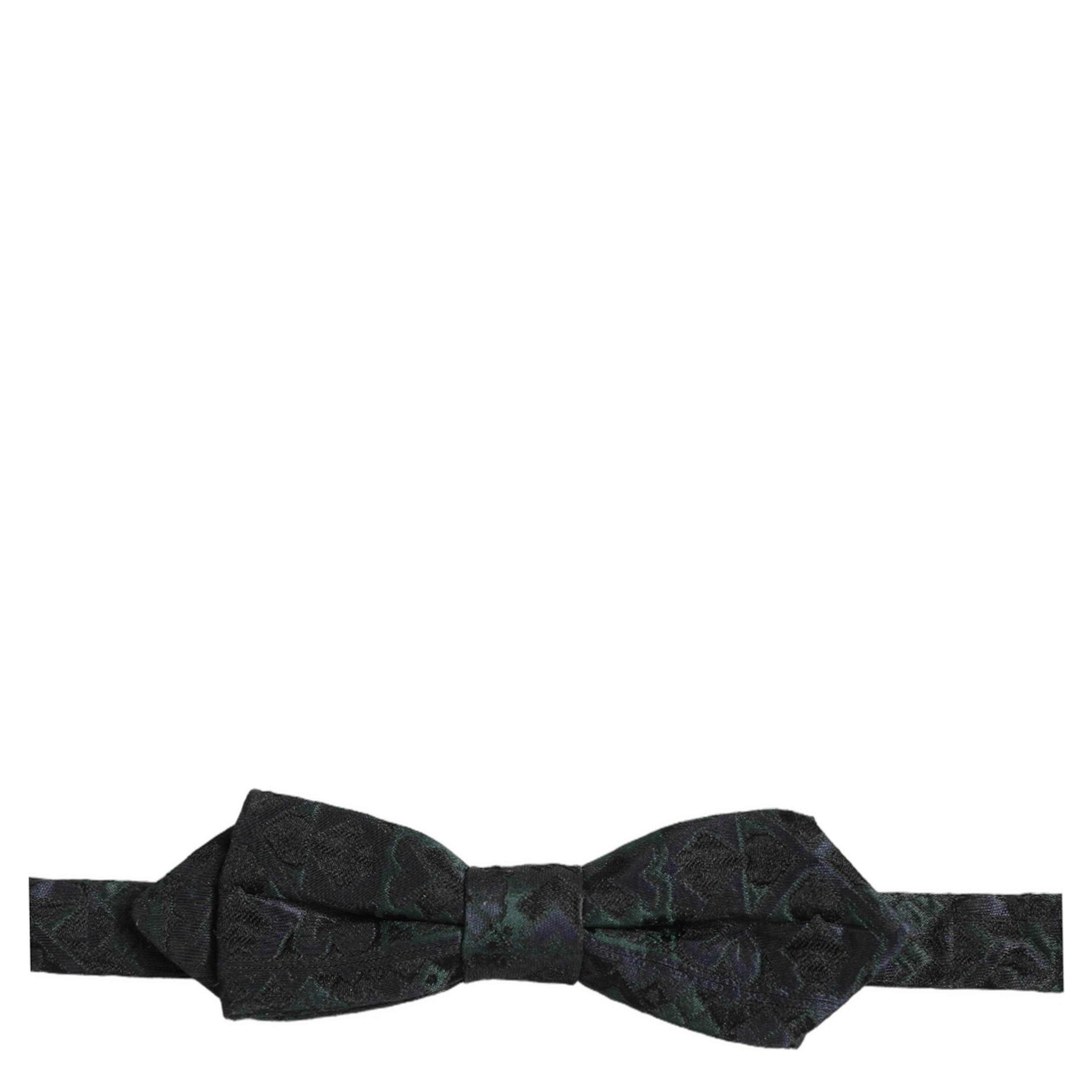 Men Black Green Paisley Adjustable Neck Papillon Bow Tie
