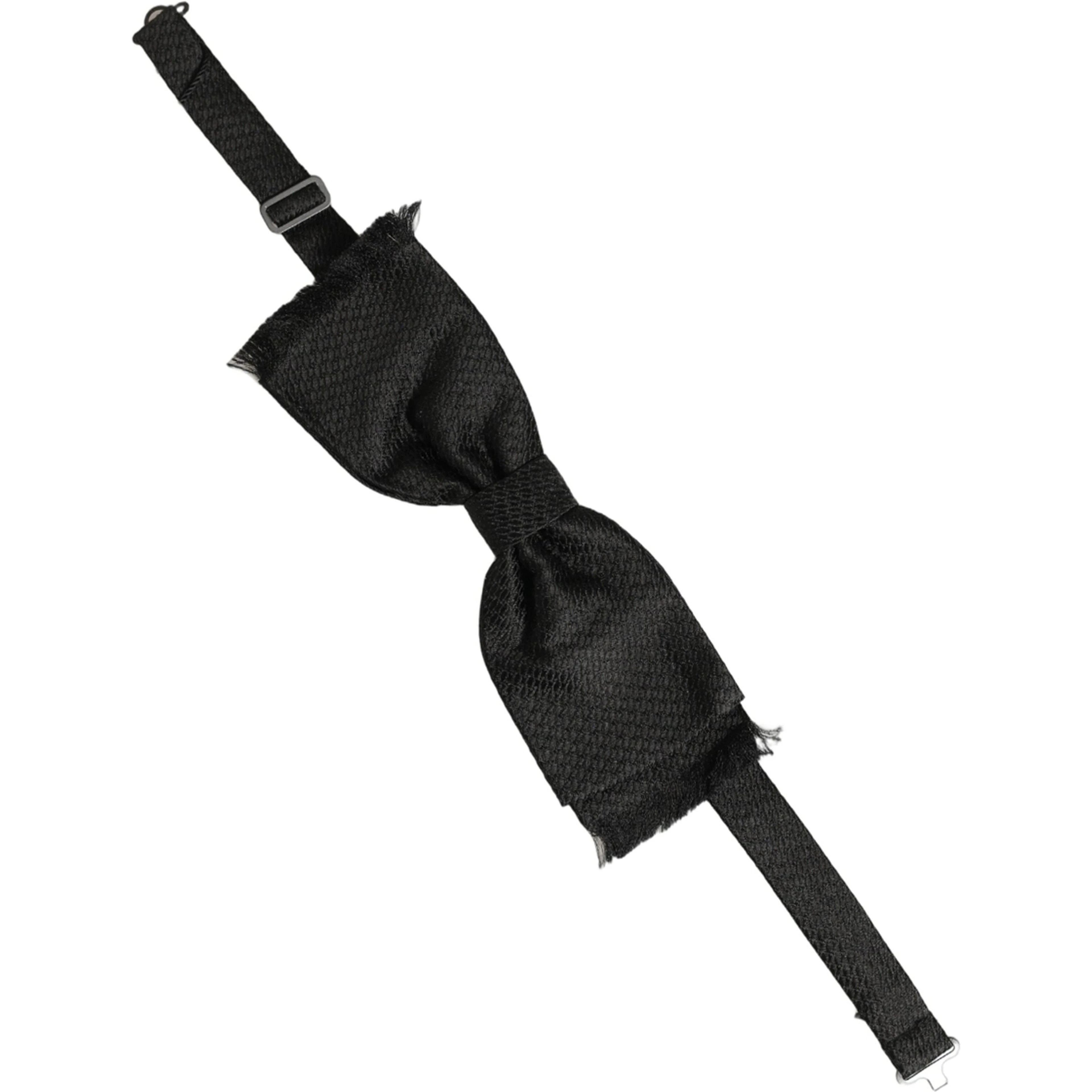 Men Black 100% SIlk Adjustable Neck Papillon Bow Tie