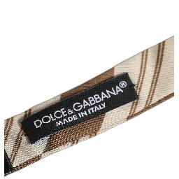 Men Brown Beige Stripes Adjustable Neck Papillon Bow Tie