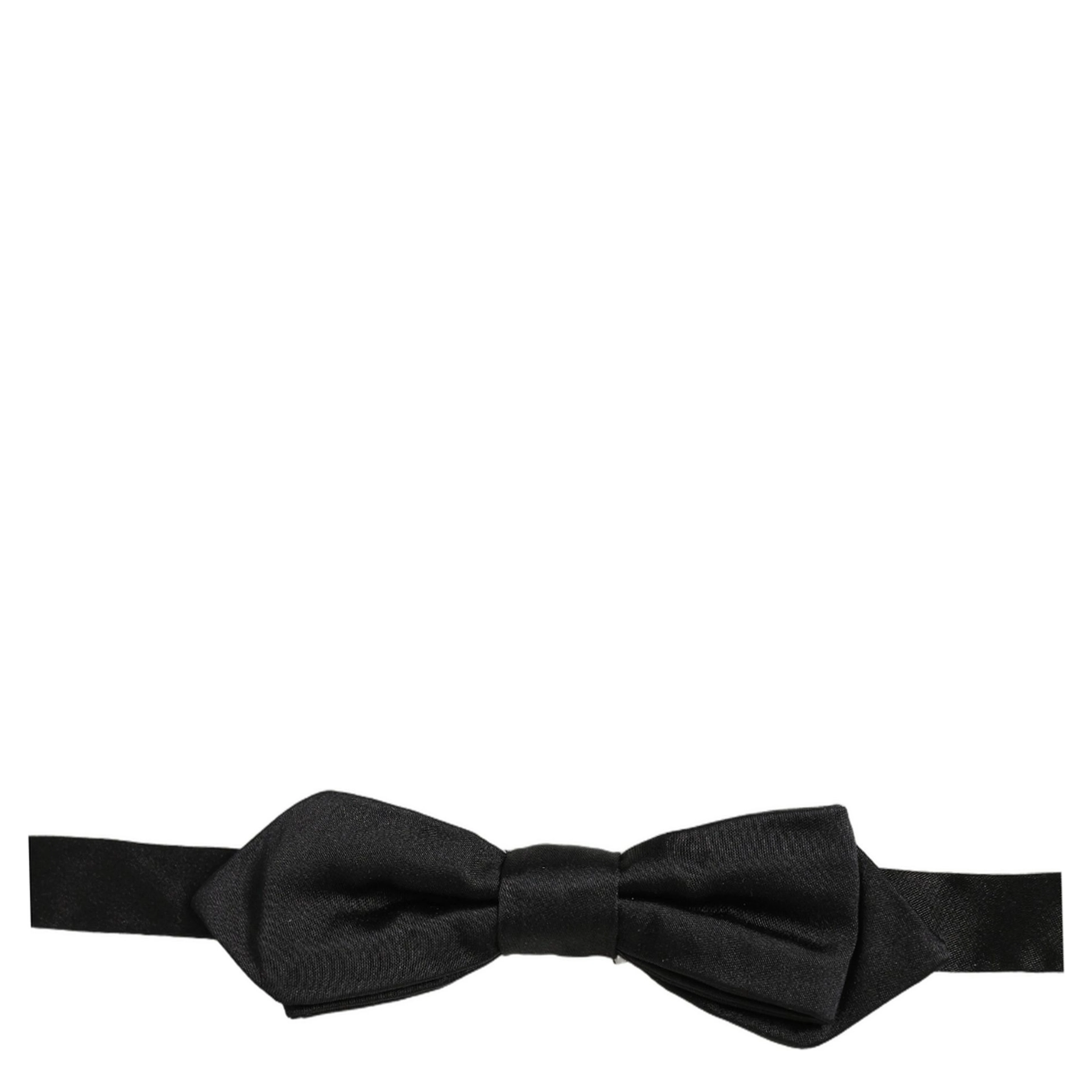 Men Black 100% Silk Adjustable Neck Papillon Bow Tie