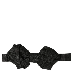 Men Black 100% Silk Adjustable Neck Papillon Bow Tie