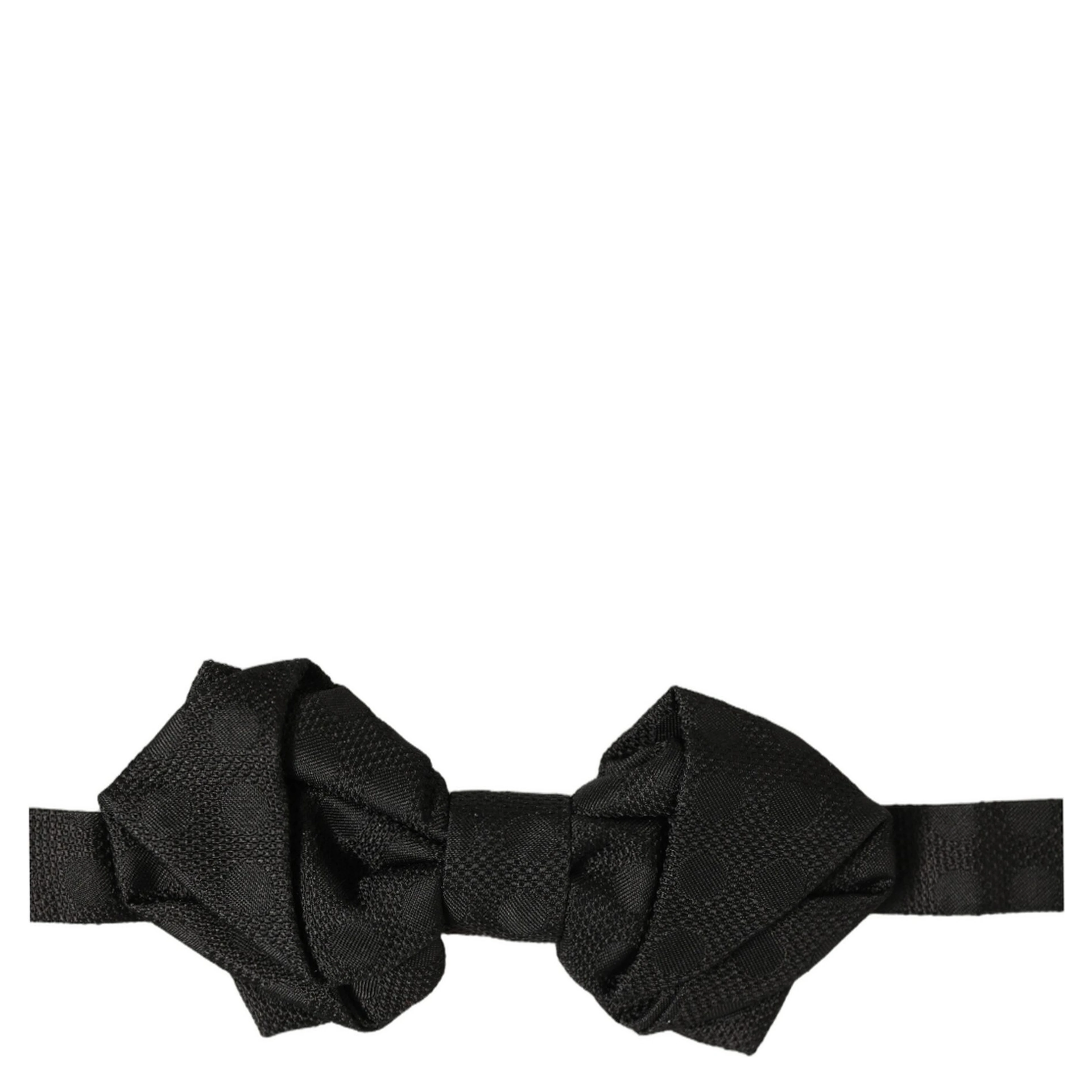 Men Black 100% Silk Adjustable Neck Papillon Bow Tie