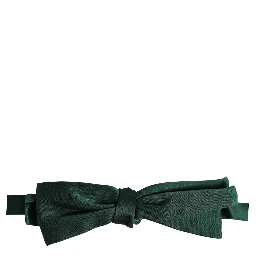 Men Dark Green Silk Adjustable Neck Papillon Bow Tie