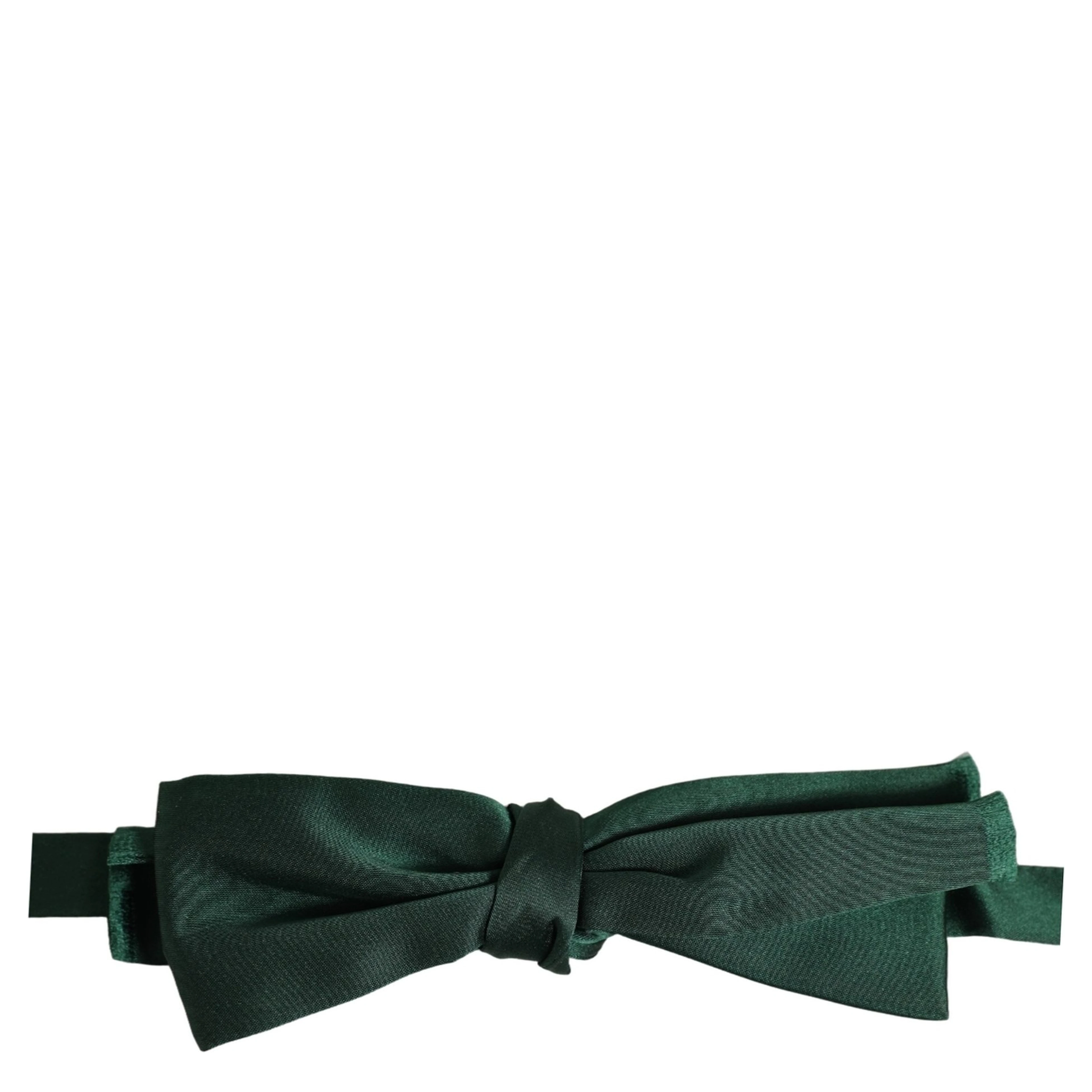 Men Dark Green Silk Adjustable Neck Papillon Bow Tie
