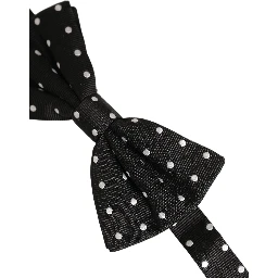 Black White Polka Dot Adjustable Neck Papillon Bow Tie
