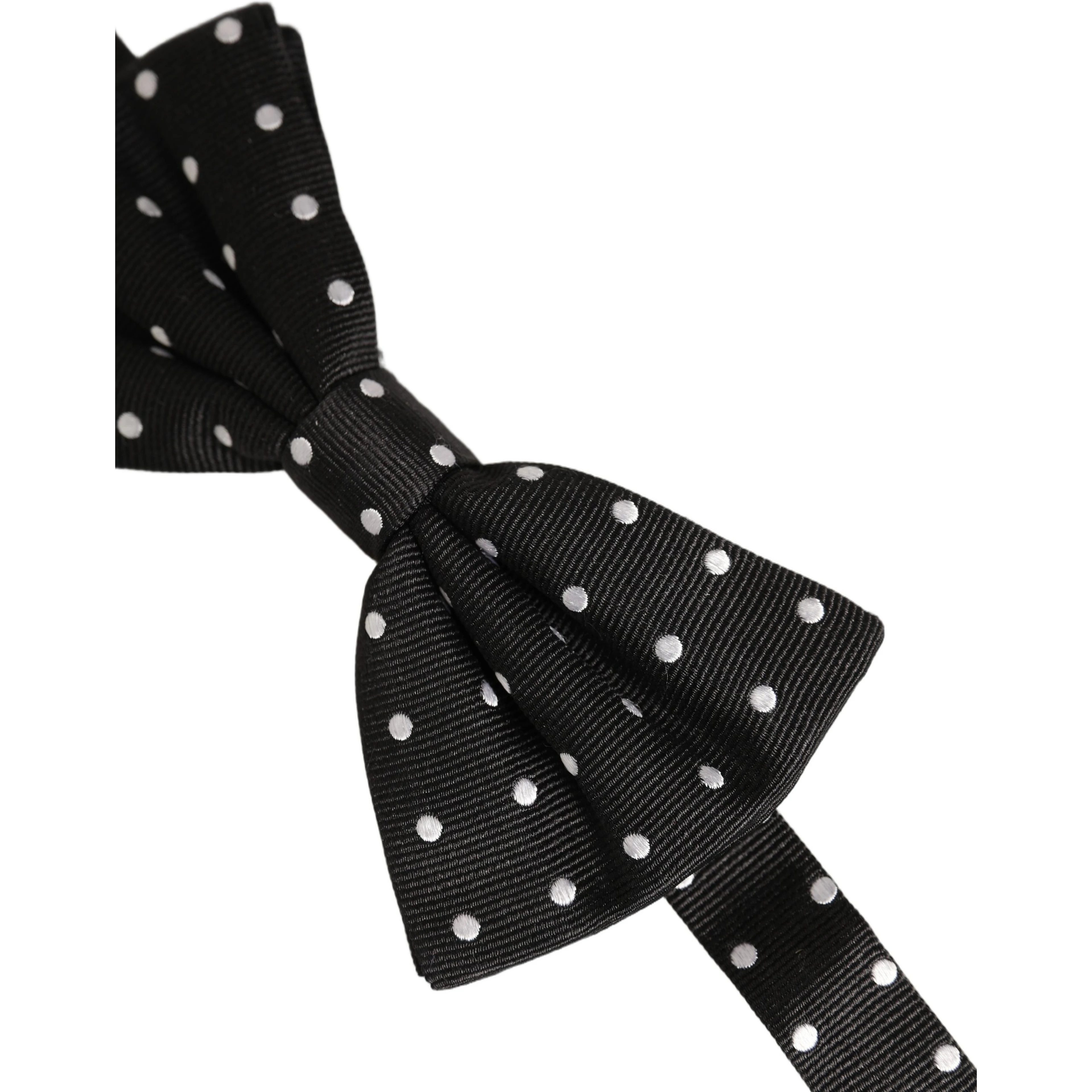 Black White Polka Dot Adjustable Neck Papillon Bow Tie