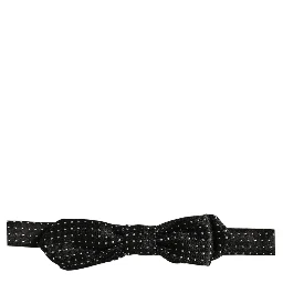 Black White Polka Dot Adjustable Neck Papillon Bow Tie