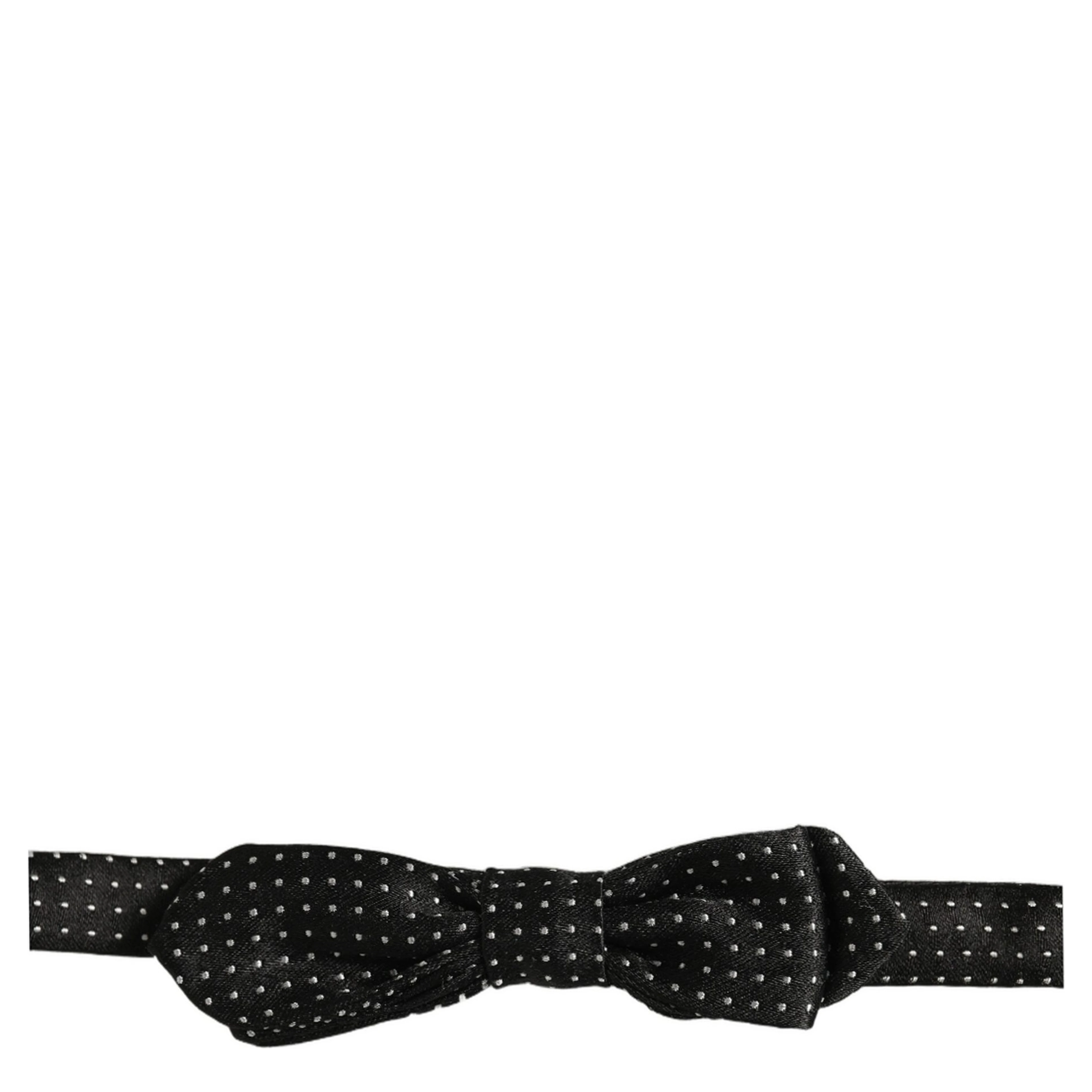 Black White Polka Dot Adjustable Neck Papillon Bow Tie