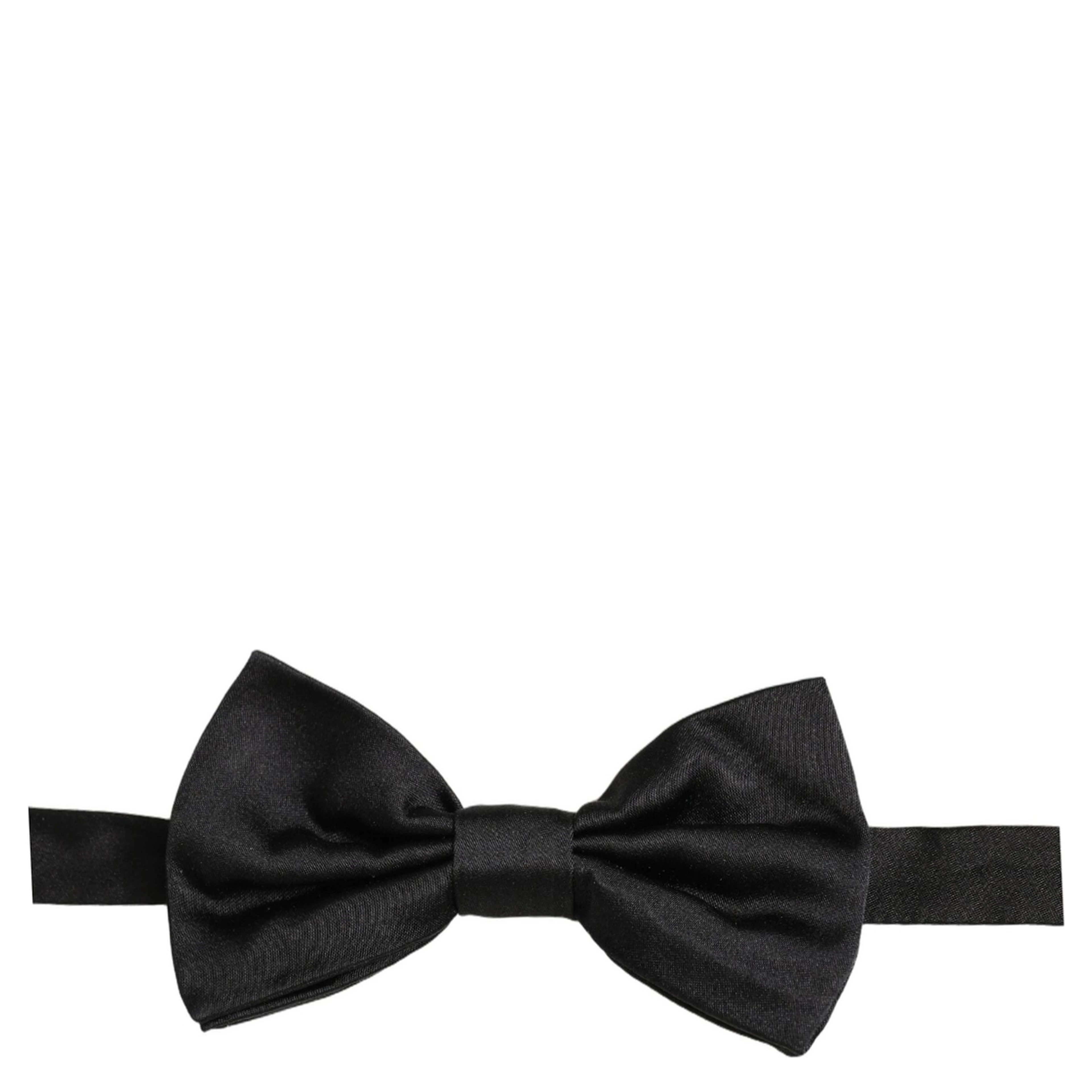 Men Black 100% Silk Adjustable Neck Papillon Bow Tie