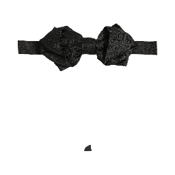 Men Black Paisley Silk Adjustable Neck Papillon Bow Tie