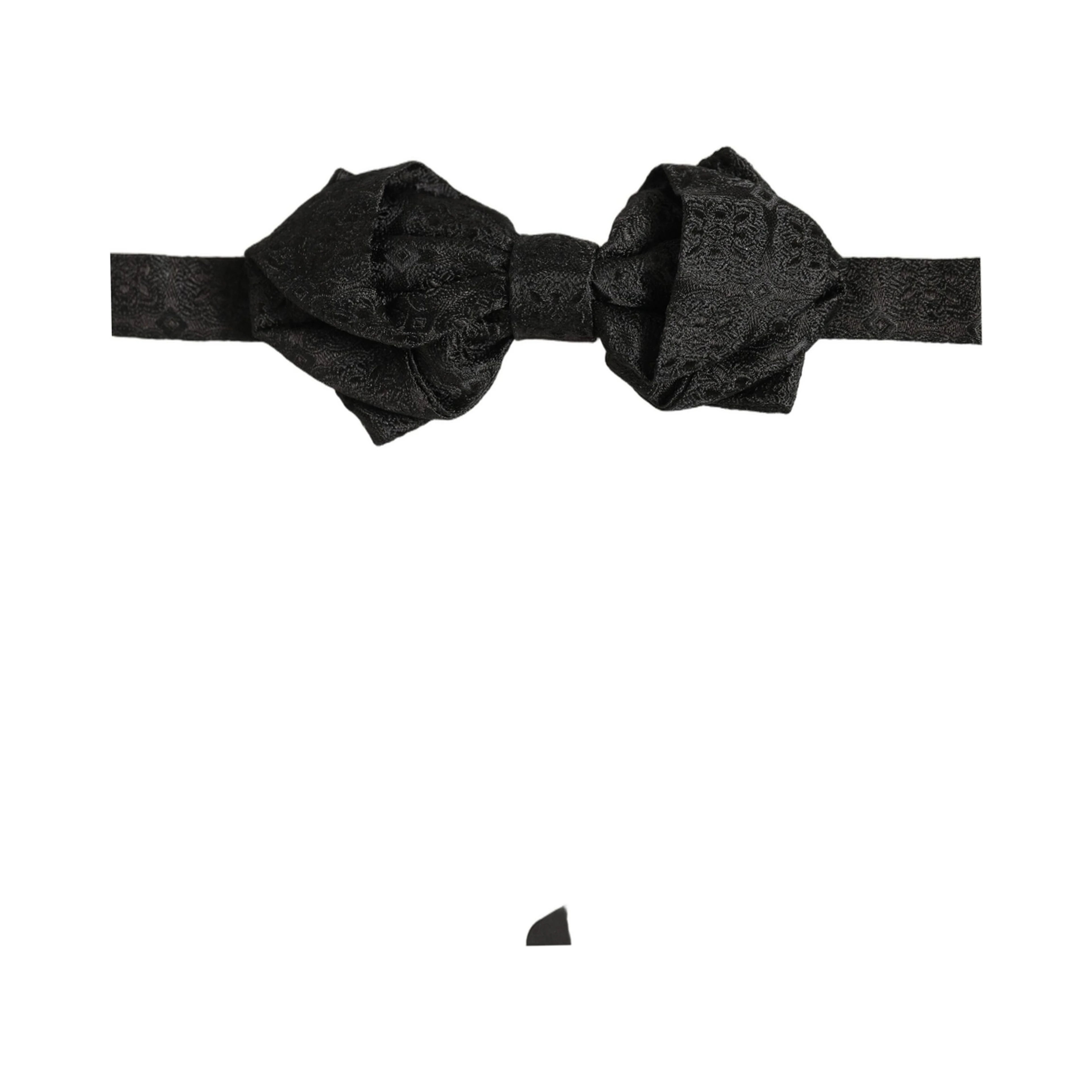 Men Black Paisley Silk Adjustable Neck Papillon Bow Tie