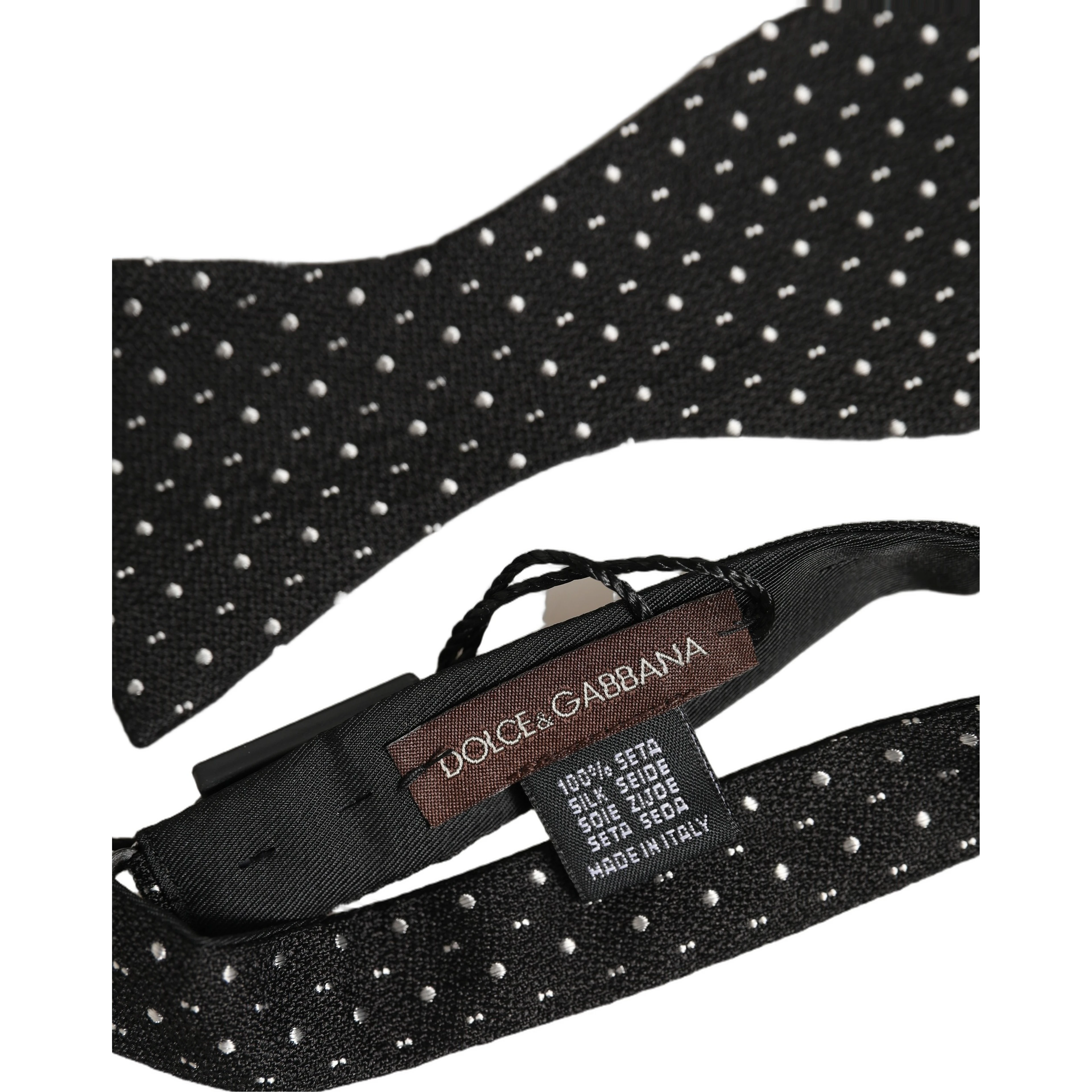 Black White Polka Dot Adjustable Neck Papillon Bow Tie