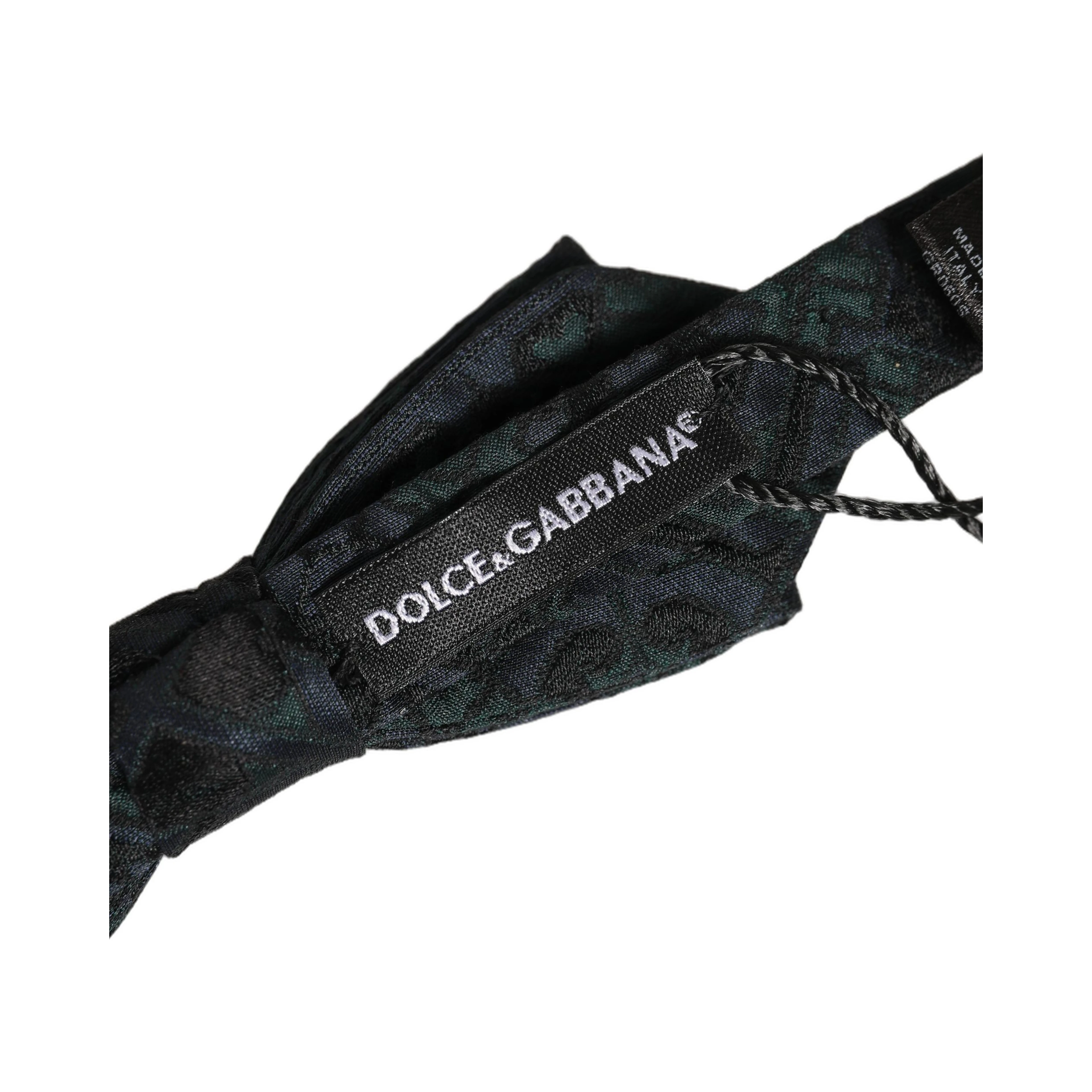 Men Black Green Paisley Adjustable Neck Papillon Bow Tie
