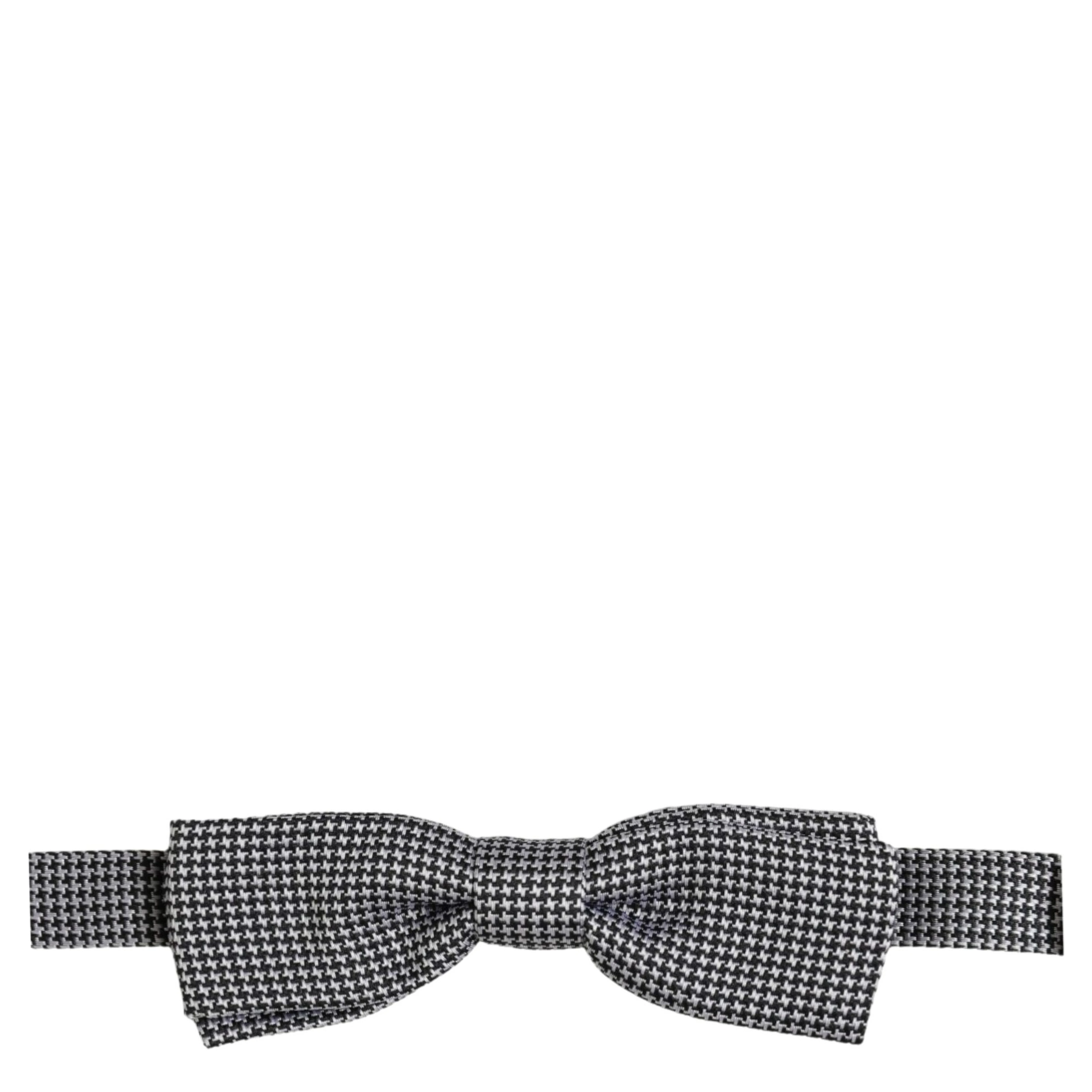 Black White Houndstooth Adjustable Neck Bow Tie