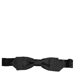 Men Black Polyester Adjustable Neck Papillon Bow Tie