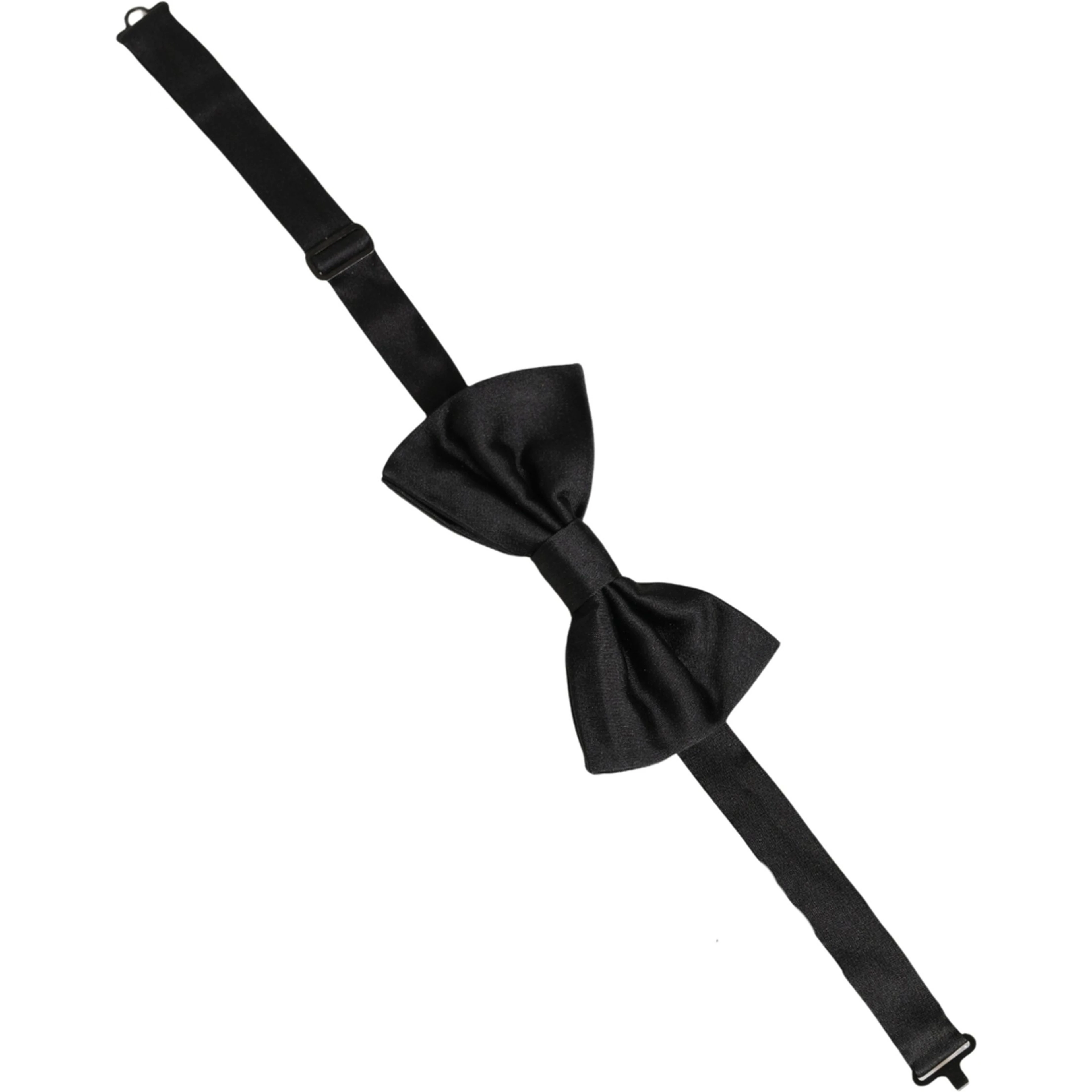 Men Black 100% Silk Adjustable Neck Papillon Bow Tie
