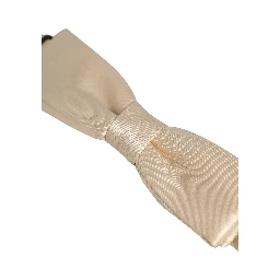 Men Beige 100% Silk Adjustable Neck Papillon Bow Tie