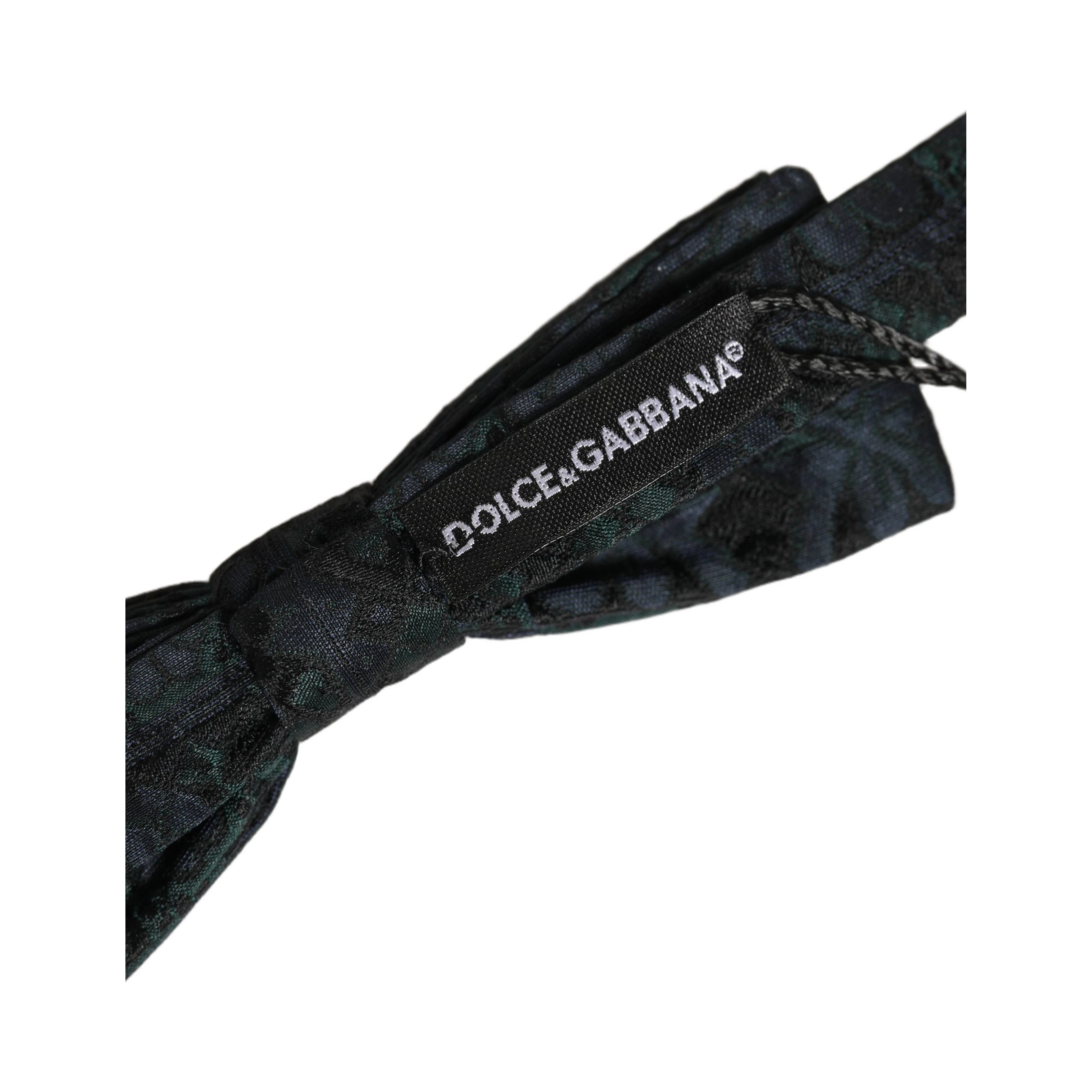 Men Black Green Paisley Adjustable Neck Papillon Bow Tie