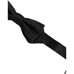 Men Black 100% Silk Adjustable Neck Papillon Bow Tie