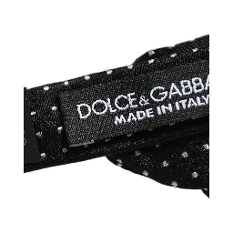 Black White Polka Dot Adjustable Neck Papillon Bow Tie