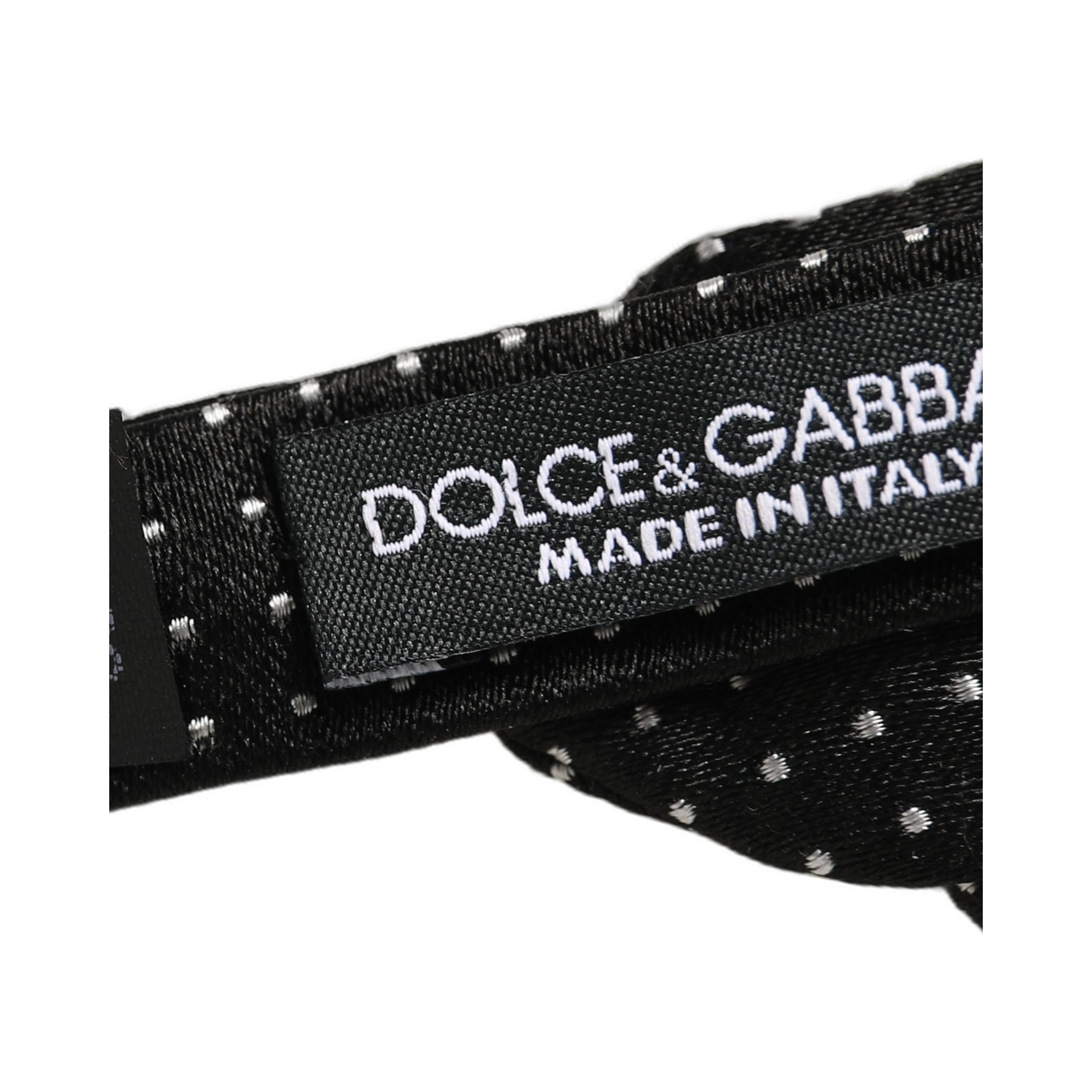 Black White Polka Dot Adjustable Neck Papillon Bow Tie