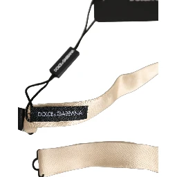 Men Beige 100% Silk Adjustable Neck Papillon Bow Tie