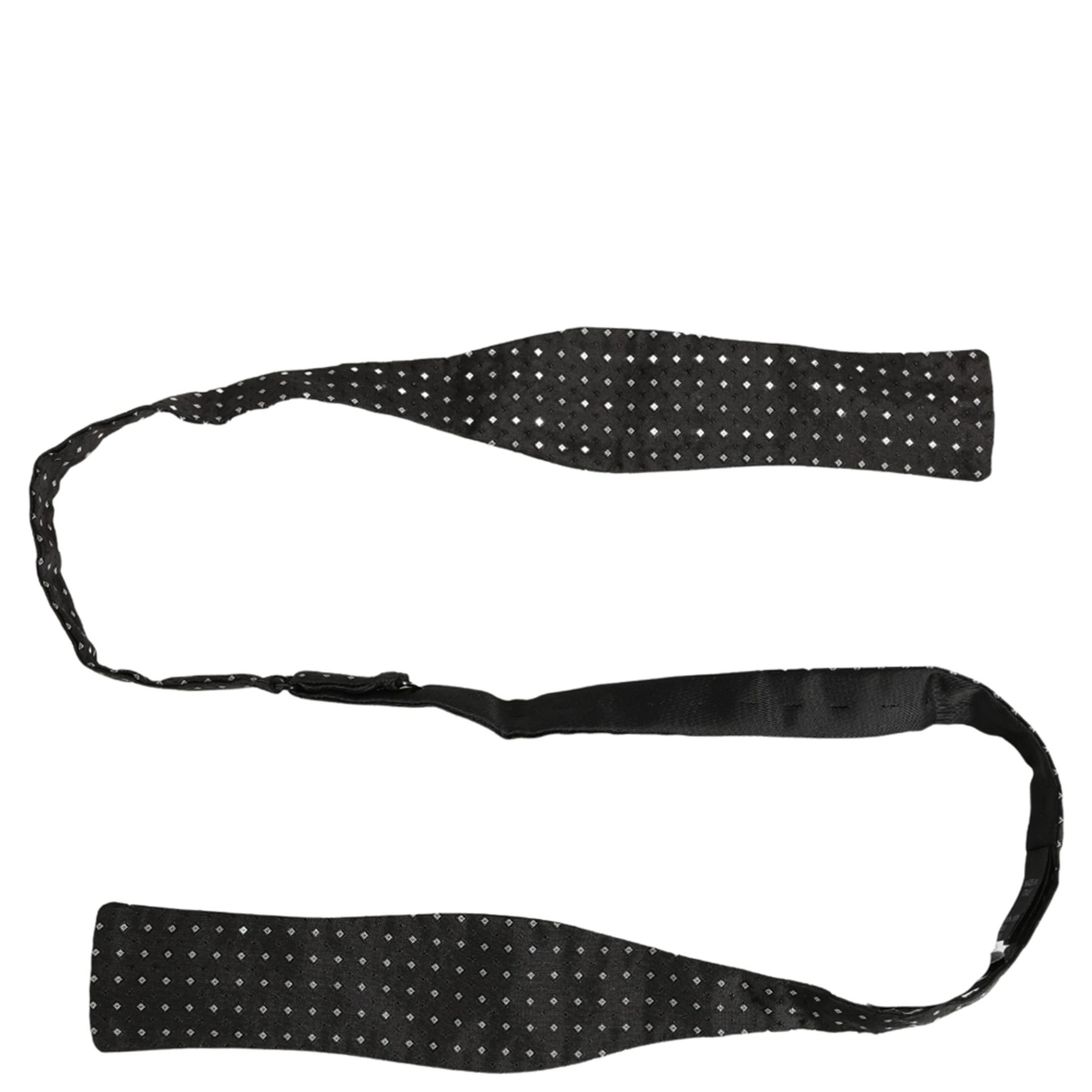 Black White Polka Dot Adjustable Neck Papillon Bow Tie