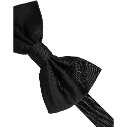 Men Black 100% Silk Adjustable Neck Papillon Bow Tie
