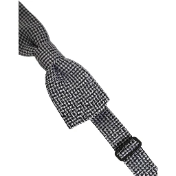 Black White Houndstooth Adjustable Neck Bow Tie