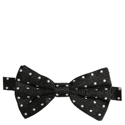 Black White Polka Dot Adjustable Neck Papillon Bow Tie