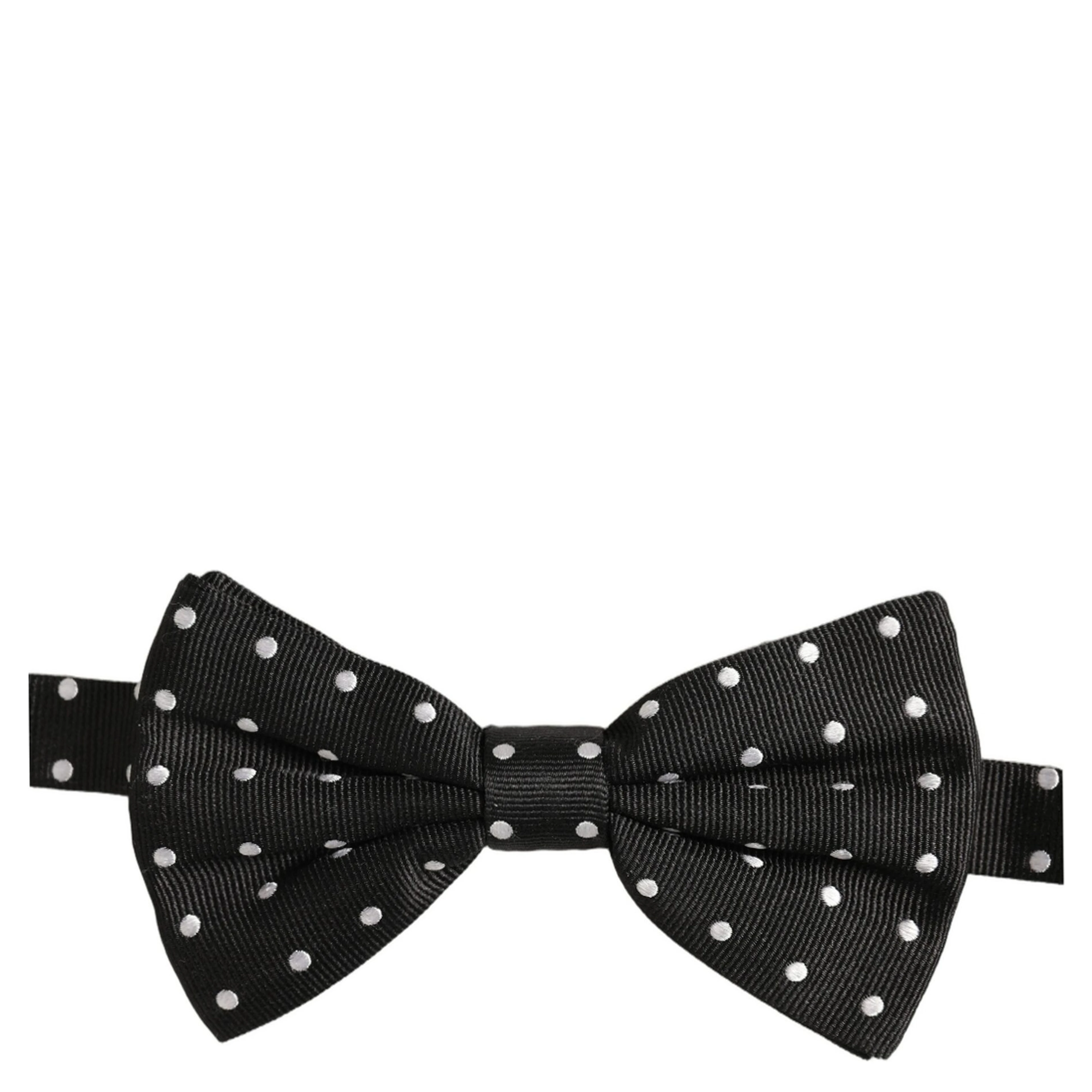 Black White Polka Dot Adjustable Neck Papillon Bow Tie