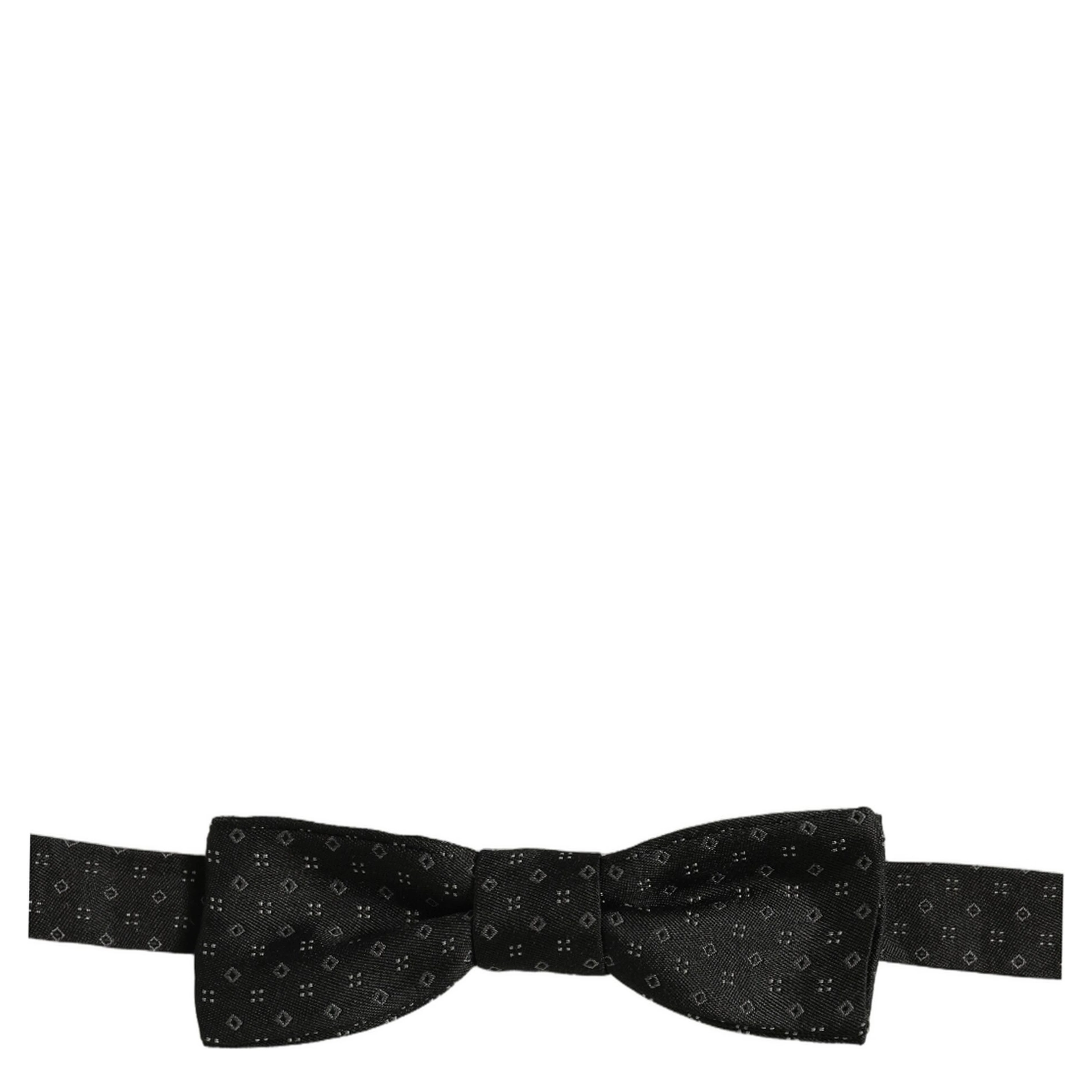 Black Diamond Pattern Adjustable Neck Papillon Bow Tie
