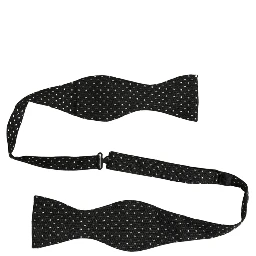 Black White Polka Dot Adjustable Neck Papillon Bow Tie