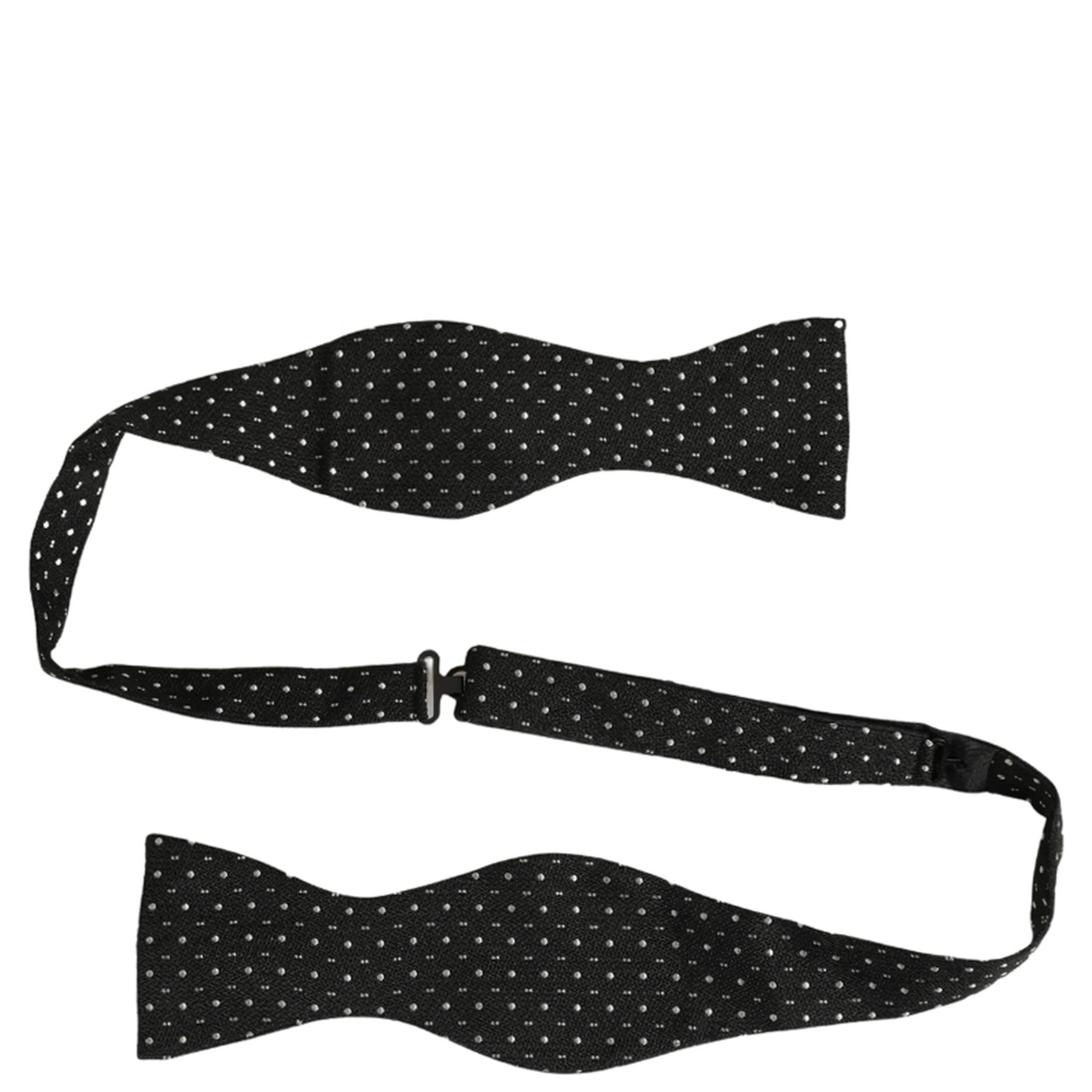 Black White Polka Dot Adjustable Neck Papillon Bow Tie