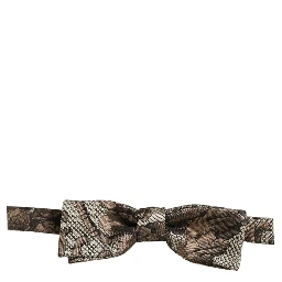 Men Brown Beige Floral Adjustable Neck Papillon Bow Tie