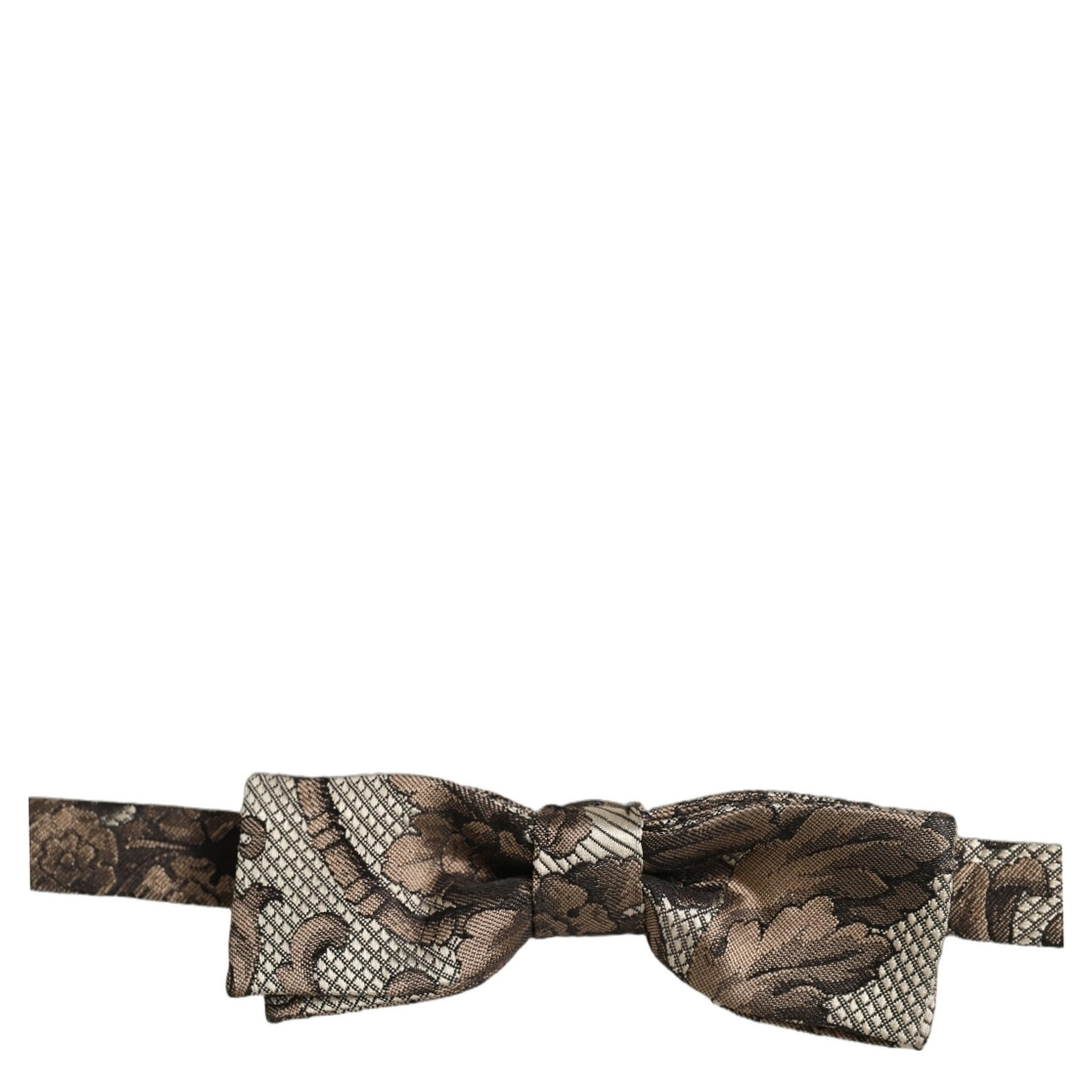 Men Brown Beige Floral Adjustable Neck Papillon Bow Tie