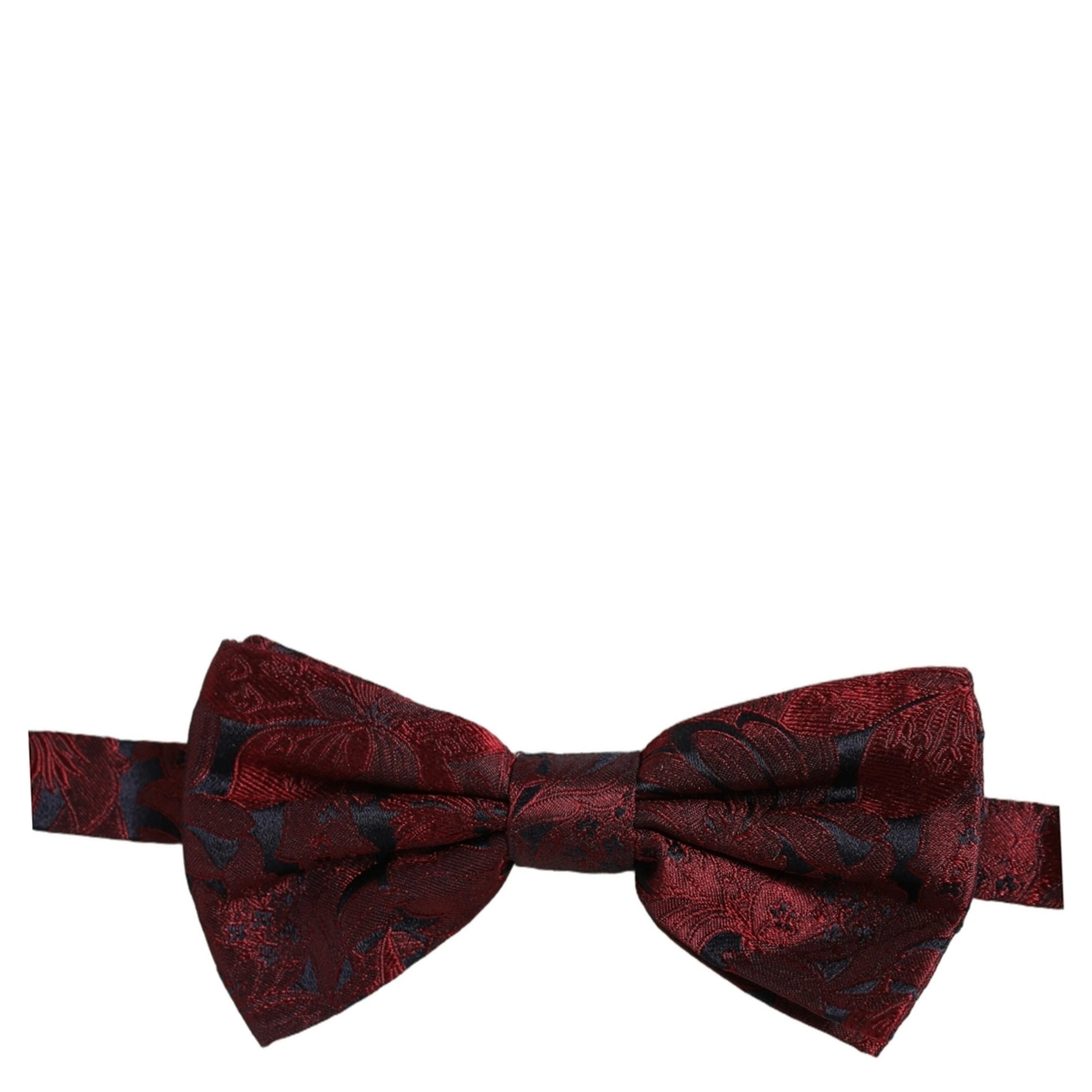Men Maroon Paisley SIlk Adjustable Neck Papillon Bow Tie