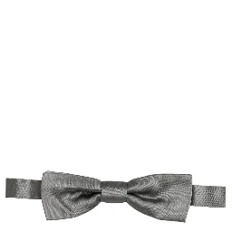 Men Gray 100% Silk Adjustable Neck Papillon Bow Tie