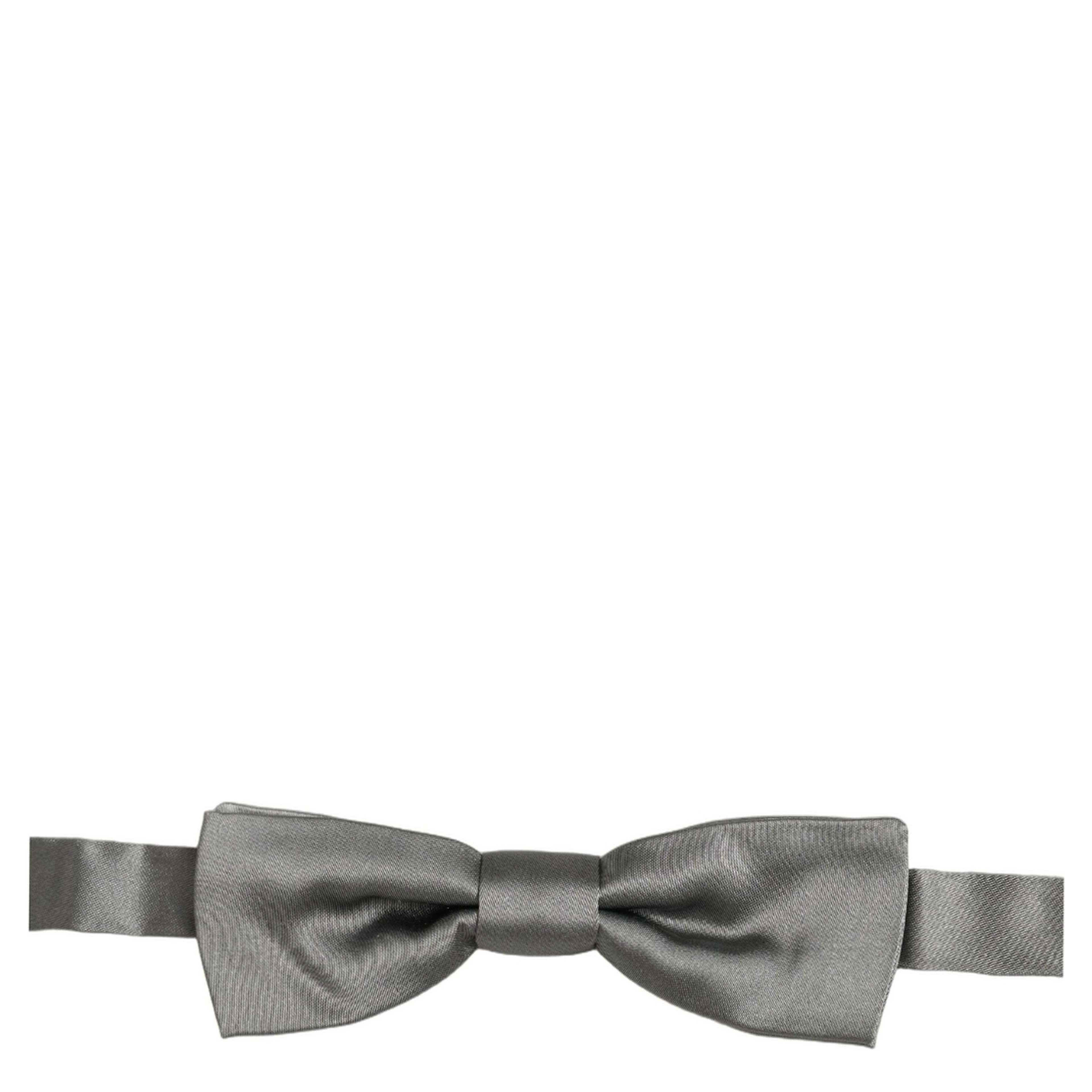 Men Gray 100% Silk Adjustable Neck Papillon Bow Tie