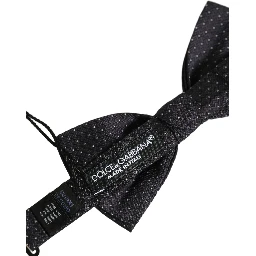 Black White Polka Dot Adjustable Neck Papillon Bow Tie