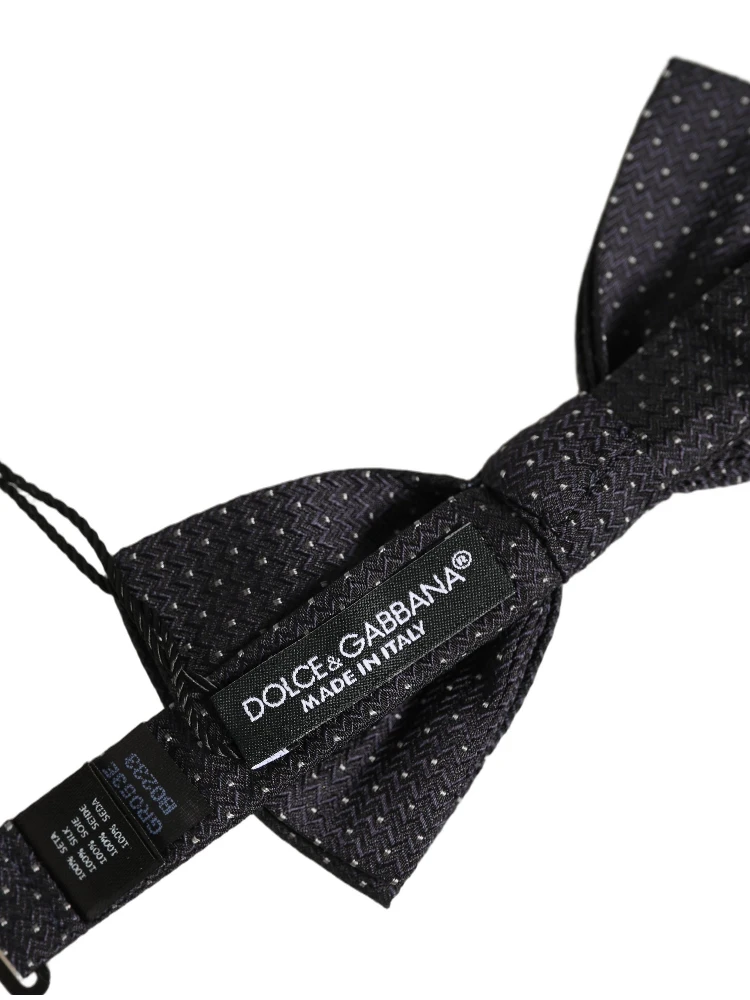 Black White Polka Dot Adjustable Neck Papillon Bow Tie