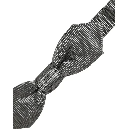 Men Gray 100% Silk Adjustable Neck Papillon Bow Tie